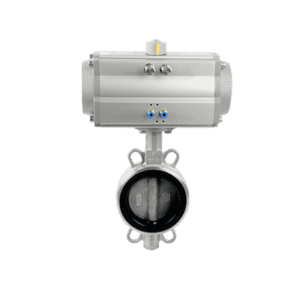 Wafer butterfly valve with pneumatic actuator
