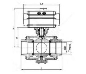 FlowX - Pneumatic 3-Way Thread Ball Valve