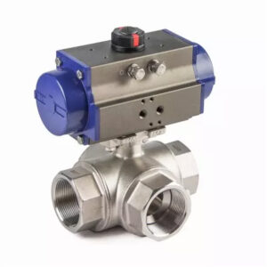 Pneumatic 3-Way Thread Ball Valve