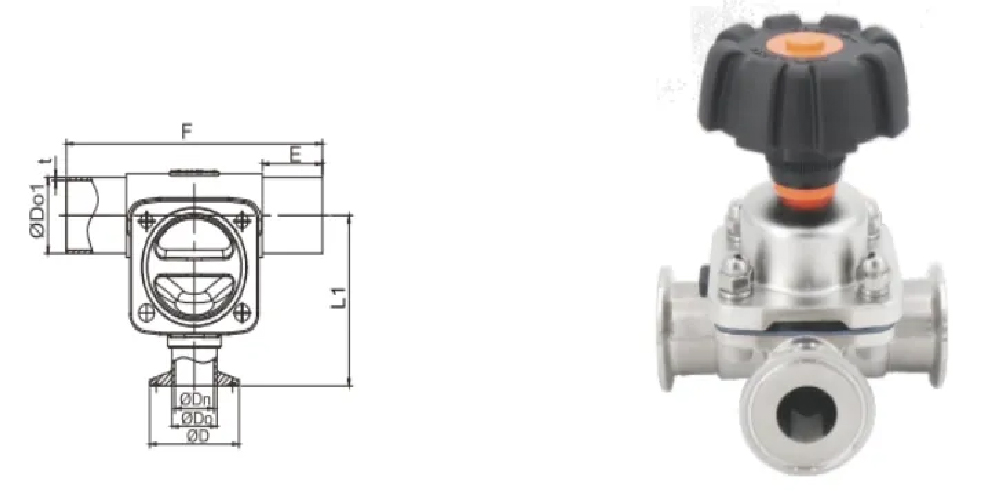 sterile 3way diaphragm valve asme bpe 6 alldismo coltd alldismo coltd