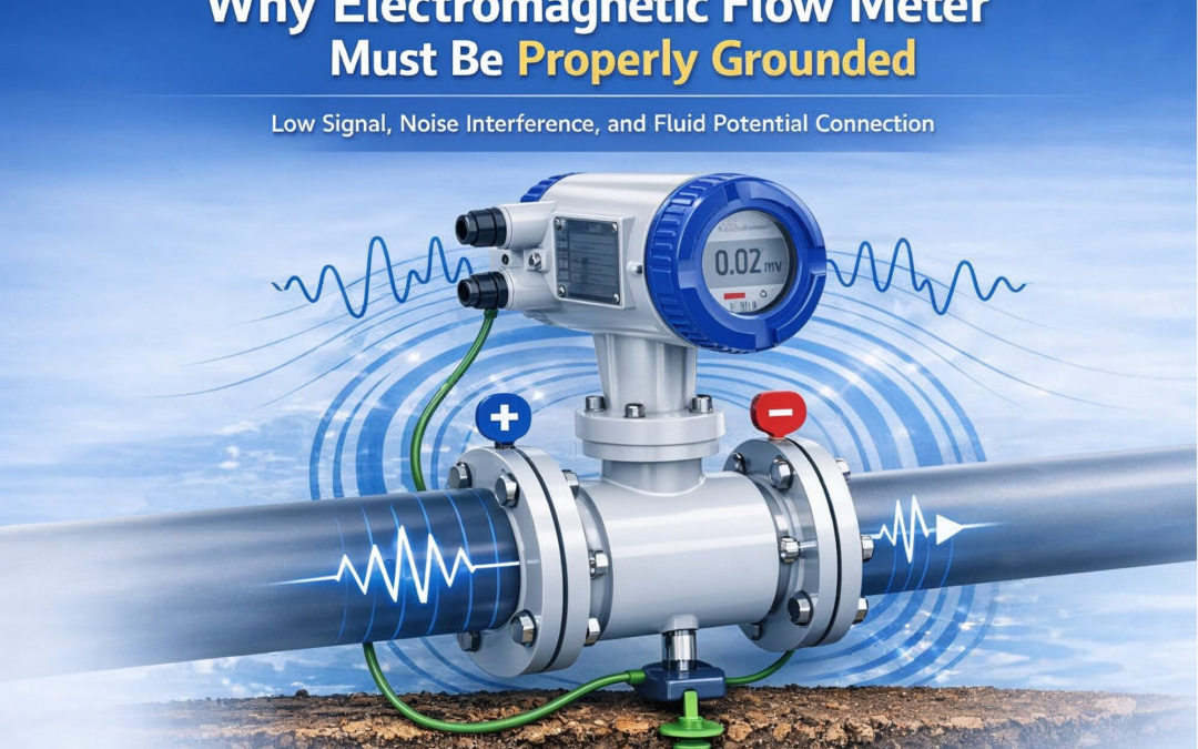 Why do electromagnetic flow meters need to be properly grounded?